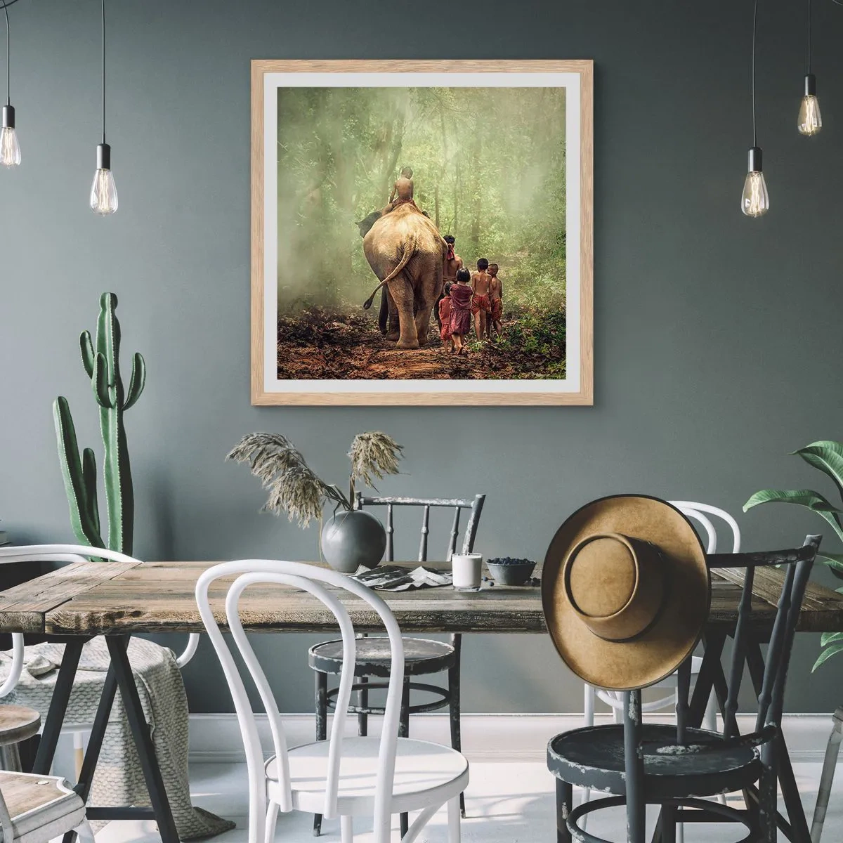 Affiche dans un chêne clair - Poster - Nouveau livre de la jungle - 40x40 cm