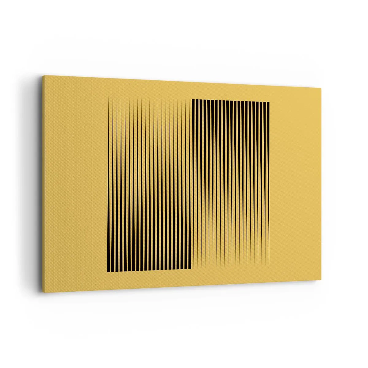 Impression sur toile - Image sur toile - Lignes noires verticales sur fond jaune - 120x80cm - Cadre opposé - Décoration murale moderne pour le salon et la chambre ARTTOR