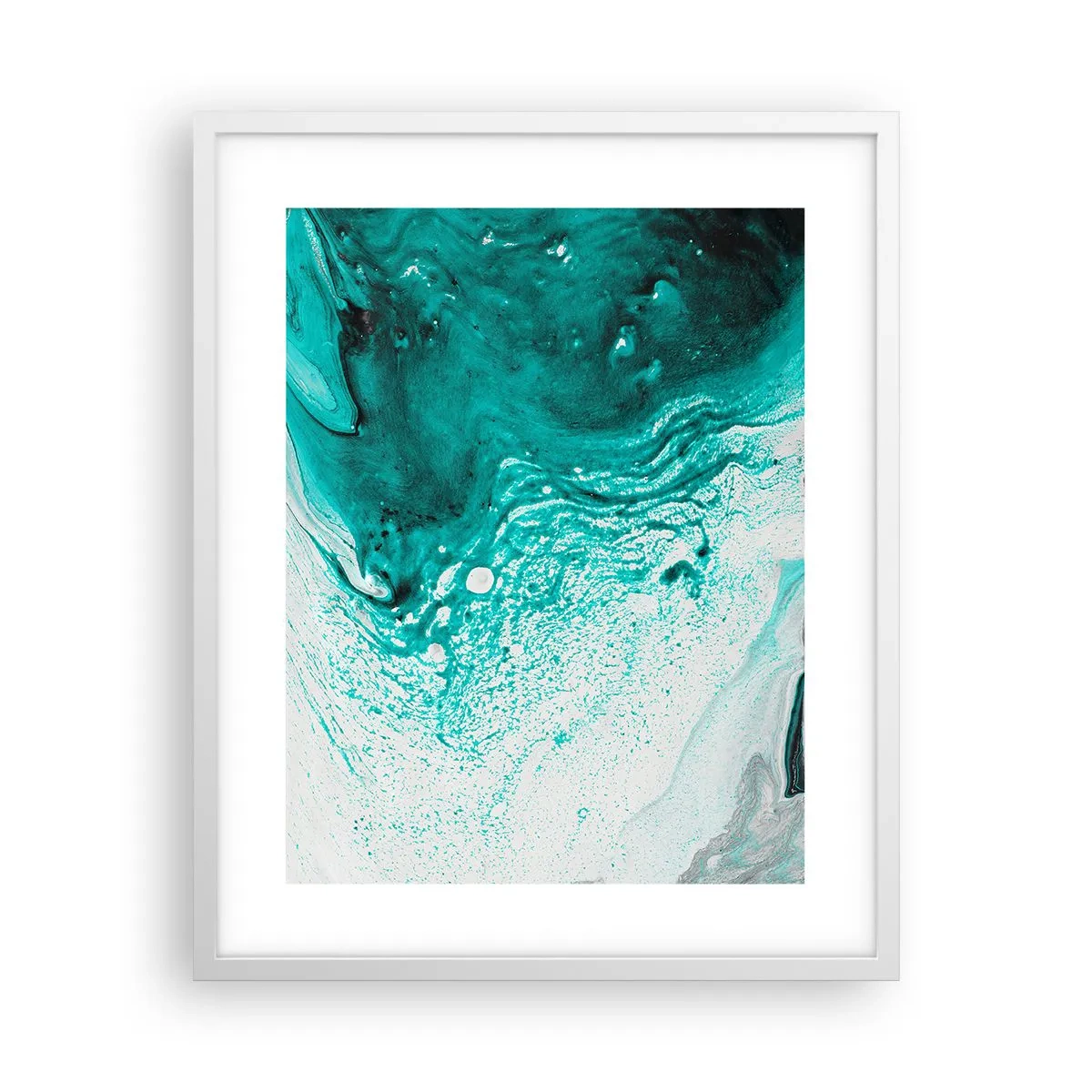 Affiche dans un cadre blanc - Poster - Se fondre dans le bleu et le turquoise - 40x50 cm