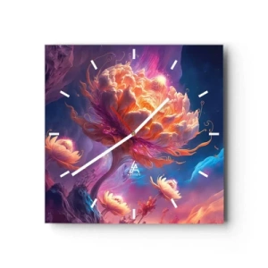 Horloge murale - Pendule murale - Fleurs fantastiques dans un paysage cosmique - 30x30cm - Un autre monde - Décoration murale moderne pour le salon et la chambre ARTTOR