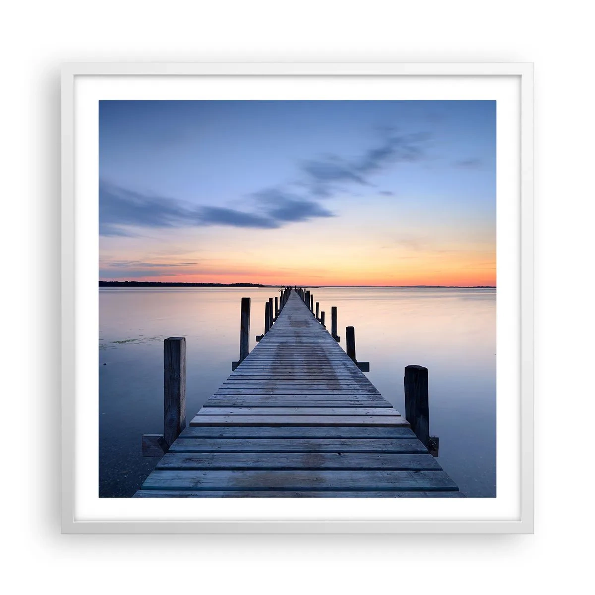 Affiche dans un cadre blanc - Poster - Le calme d'un crépuscule serein - 60x60 cm