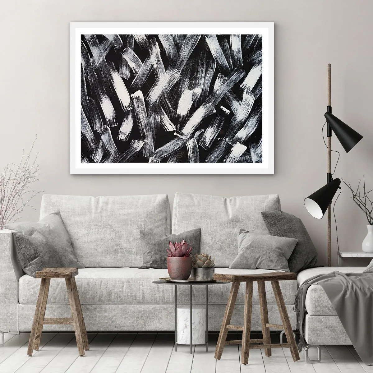 Affiche dans un cadre blanc - Poster - L'abstraction dans l'esprit industriel - 100x70 cm