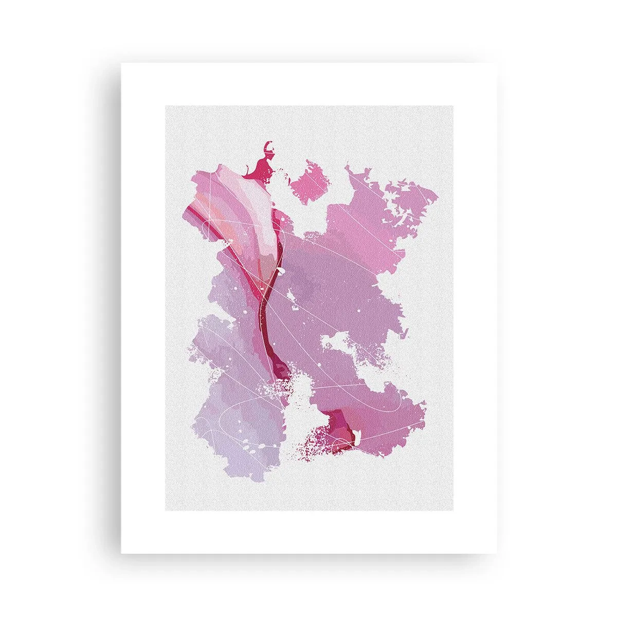 Affiche - Poster - Carte du monde rose - 30x40 cm