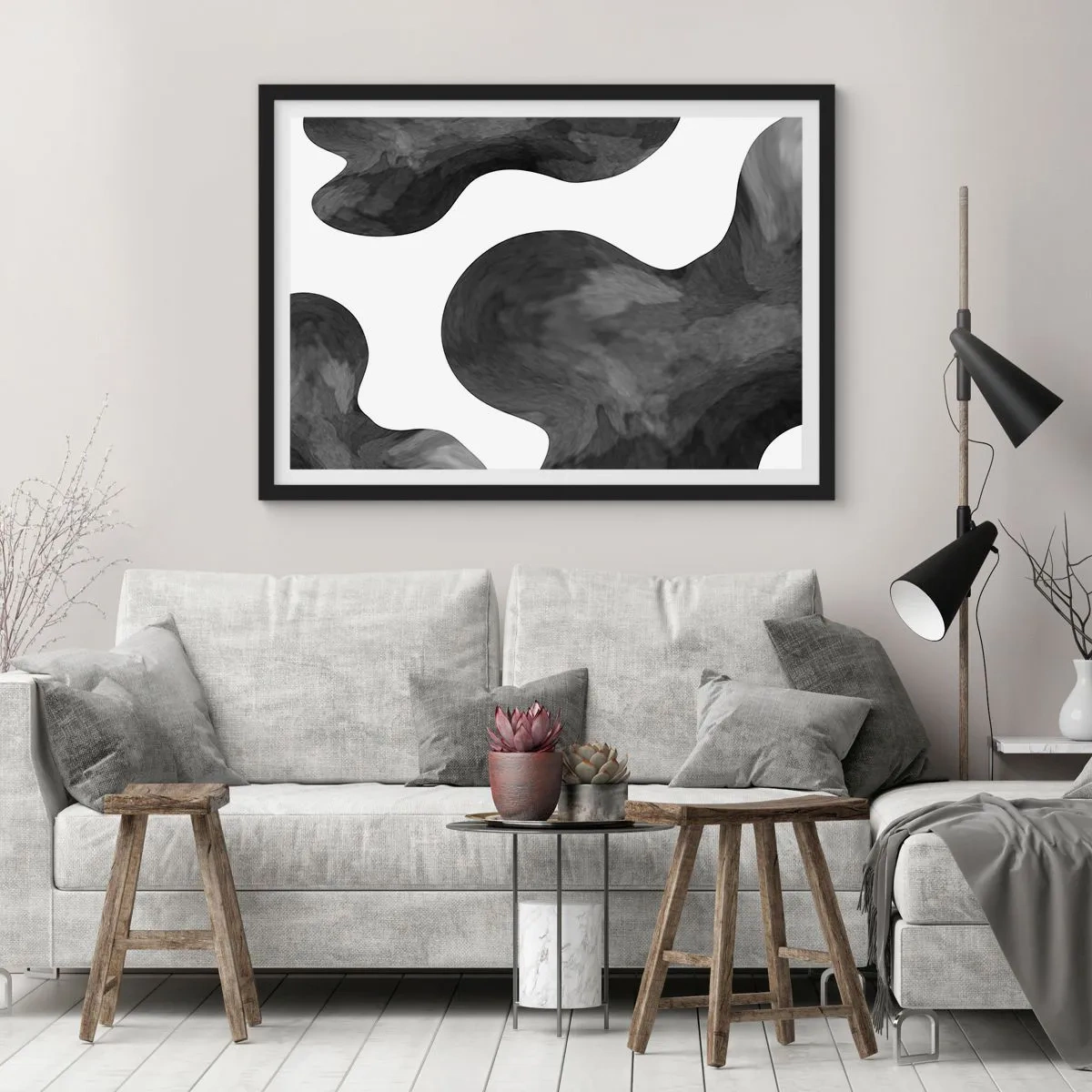 Affiche dans un cadre noir - Poster - La route du lait - 40x30 cm