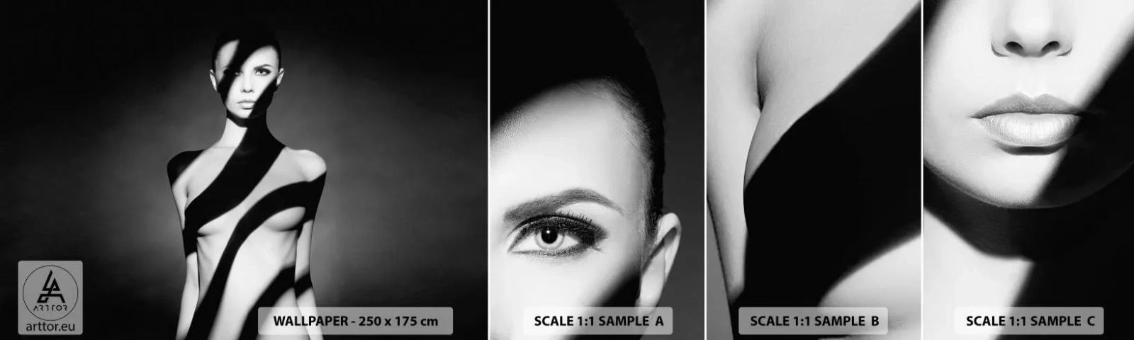 Échantillon De Papier Peint Standard Eco - Dans la brillance et l'ombre - Femme, Corps, Morceau - 100x30 cm