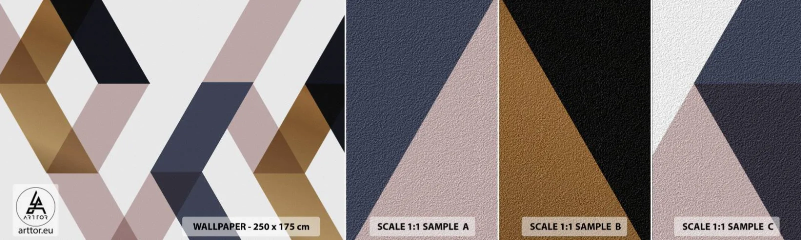 Échantillon De Papier Peint Standard Eco - Plats et angles - Abstraction, Morceau, Art moderne - 100x30 cm