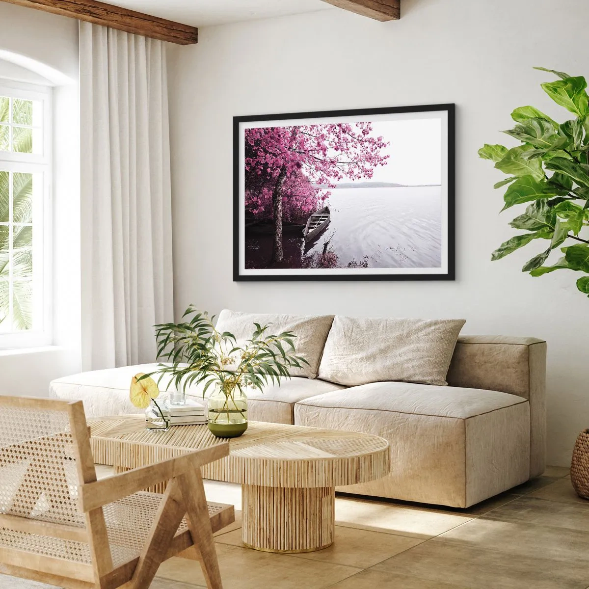 Affiche dans un cadre noir - Poster - Dans un silence rose - 40x30 cm