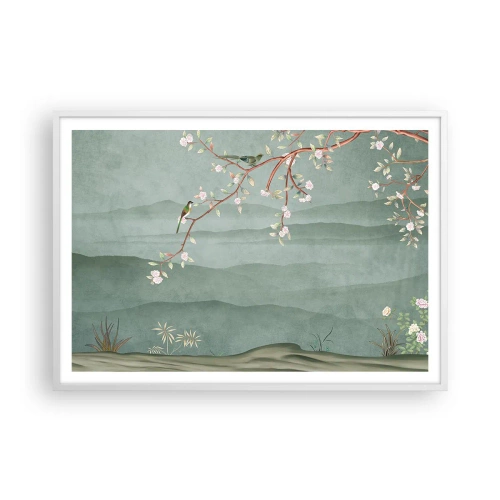 Affiche dans un cadre blanc - Poster - Printemps oh c'est toi - 100x70 cm