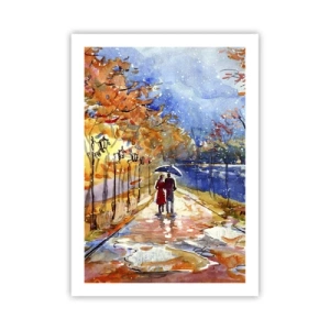 Affiche - Poster - Une promenade sous la pluie parmi les couleurs d'automne - 50x70cm - Ensemble jusqu'au bout du temps - Décoration murale moderne pour le salon et la chambre ARTTOR