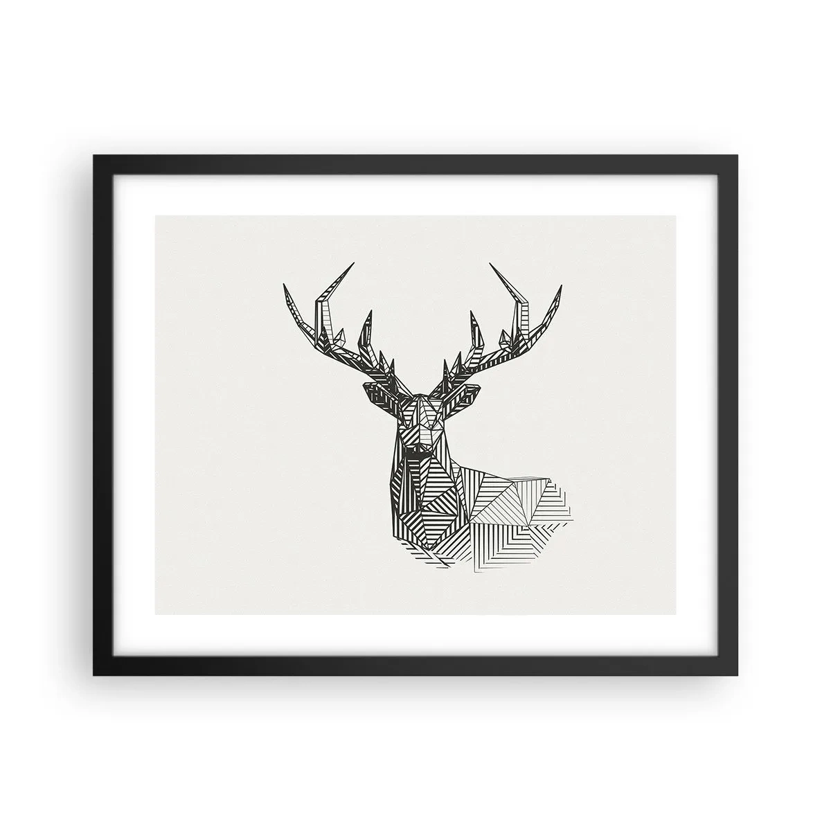 Affiche dans un cadre noir - Poster - Cerf dans un style cubique - 50x40 cm