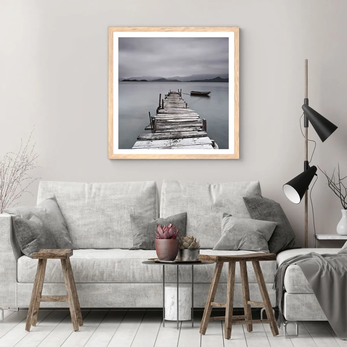 Affiche dans un chêne clair - Poster - Tu peux partir demain - 60x60 cm