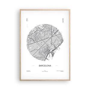 Affiche dans un chêne clair - Poster - Anatomie de Barcelone - 70x100 cm