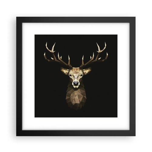 Affiche dans un cadre noir - Poster - Cerf cubique - 30x30 cm