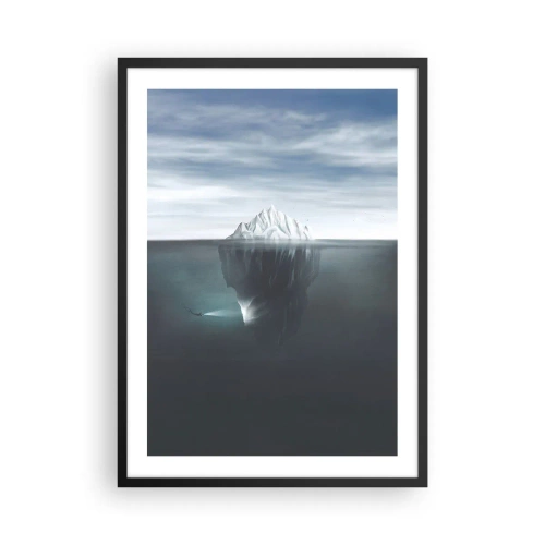 Affiche dans un cadre noir - Poster - Un iceberg avec une masse énorme cachée sous l'eau - 50x70cm - Mystère sous-marin - Décoration murale moderne pour le salon et la chambre ARTTOR