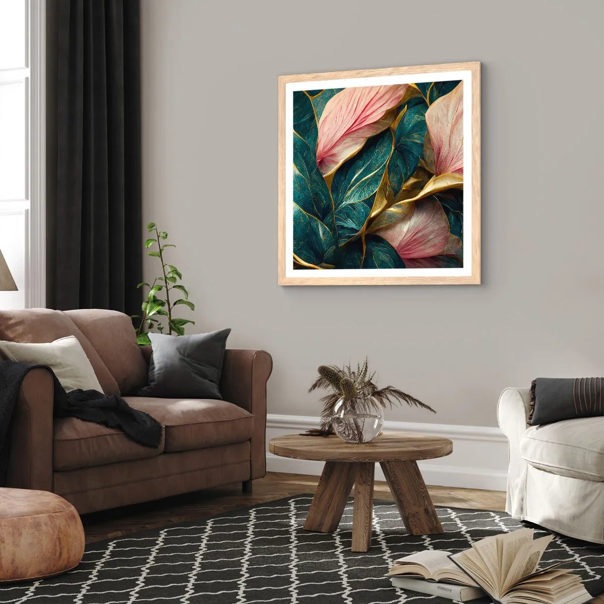 Affiche dans un chêne clair - Poster - Élégance et style naturels - 40x40 cm