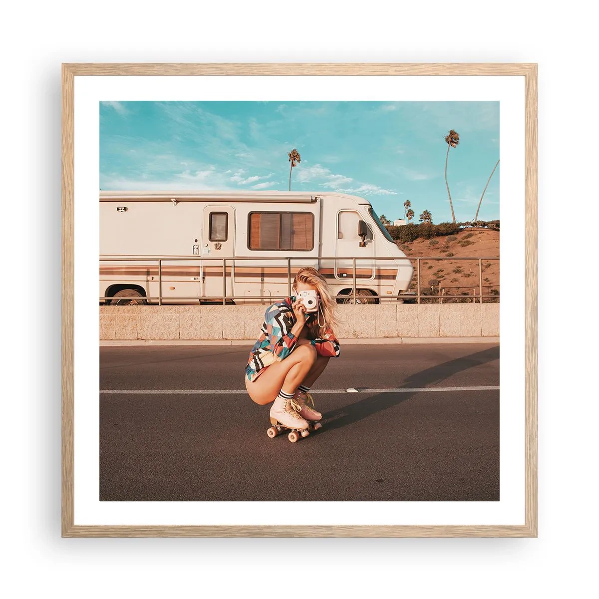 Affiche dans un chêne clair - Poster - Souriez s'il-vous-plait! - 60x60 cm