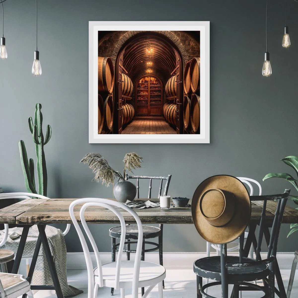 Affiche dans un cadre blanc - Poster - Cave climatisée - 60x60 cm