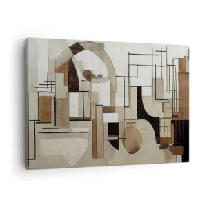 Impression sur toile - Image sur toile - Abstraction architecturale en beige et marron - 70x50cm - Paysage urbain 2.0 - Décoration murale moderne pour le salon et la chambre ARTTOR