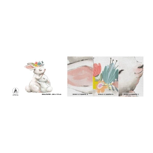 Échantillon de Papier Peint Premium Canvas - Maman irremplaçable - Pour les enfants, Lapin, Mère avec enfant - 100x30 cm