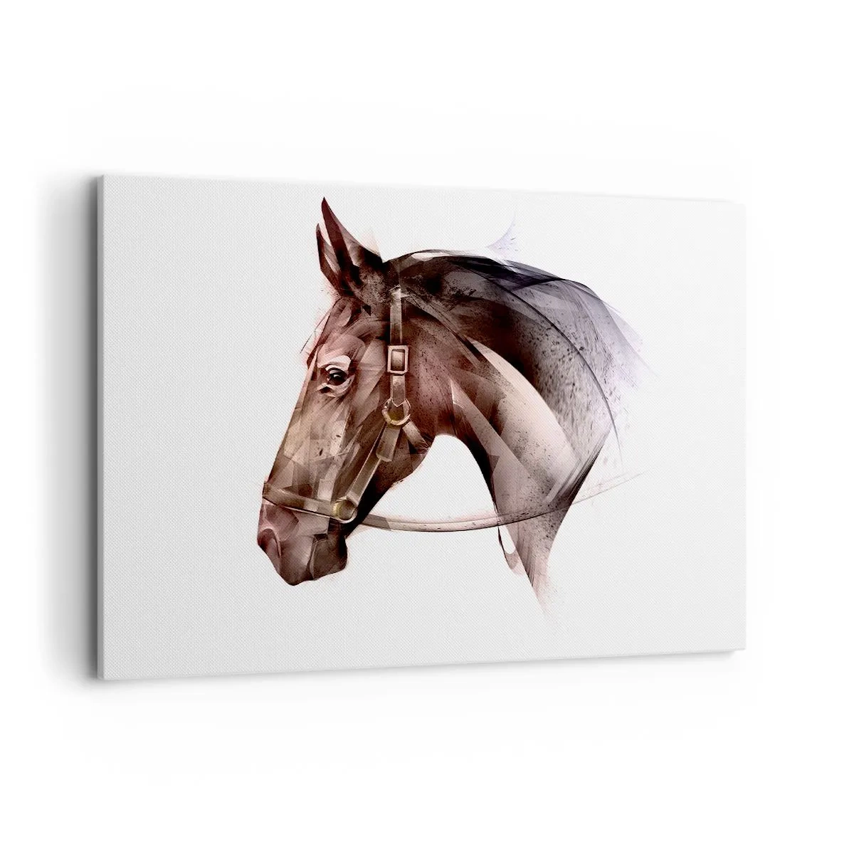 Impression sur toile - Image sur toile - Un profil de cheval dans une forme artistique délicate sur fond blanc - 120x80cm - Quelle grâce - Décoration murale moderne pour le salon et la chambre ARTTOR