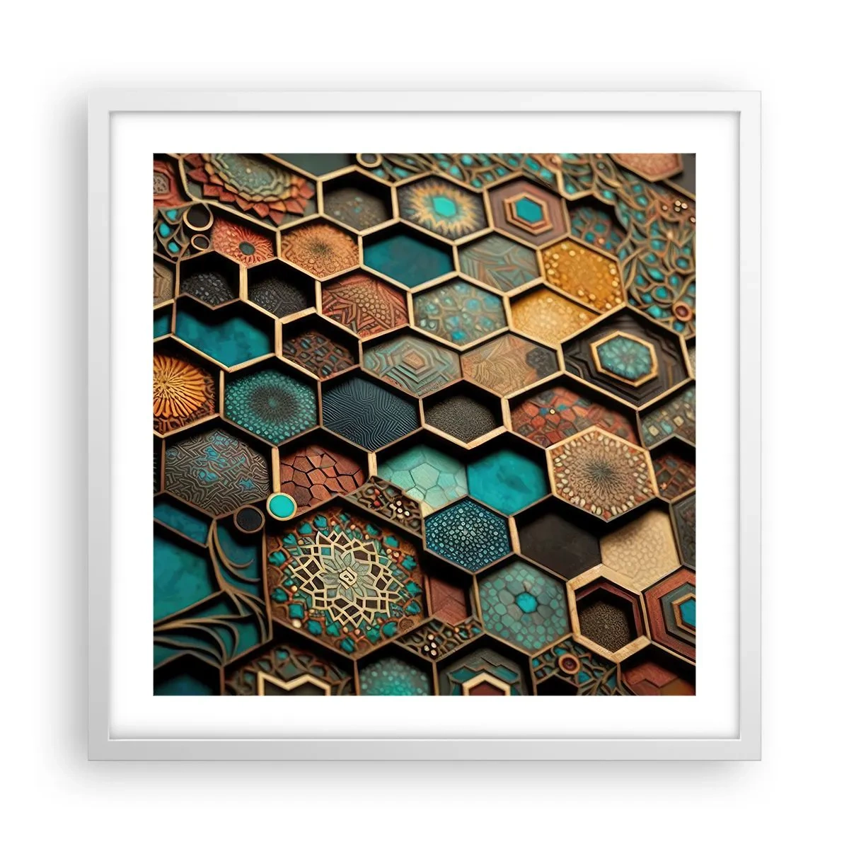 Affiche dans un cadre blanc - Poster - Ornements arabes – variation - 50x50 cm