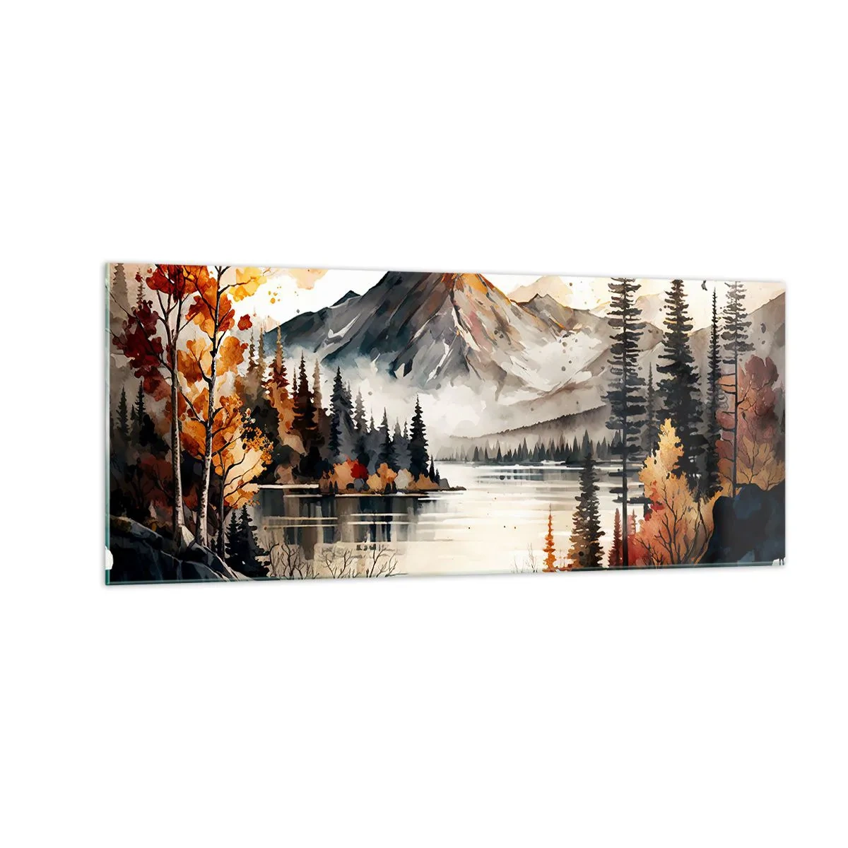 Impression sur verre - Image sur verre - Automne doré dans les montagnes - 100x40 cm