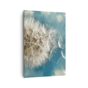 Impression sur toile - Image sur toile - Un pissenlit soufflé contre un ciel bleu - 70x100cm - souffle d'ange - Décoration murale moderne pour le salon et la chambre ARTTOR