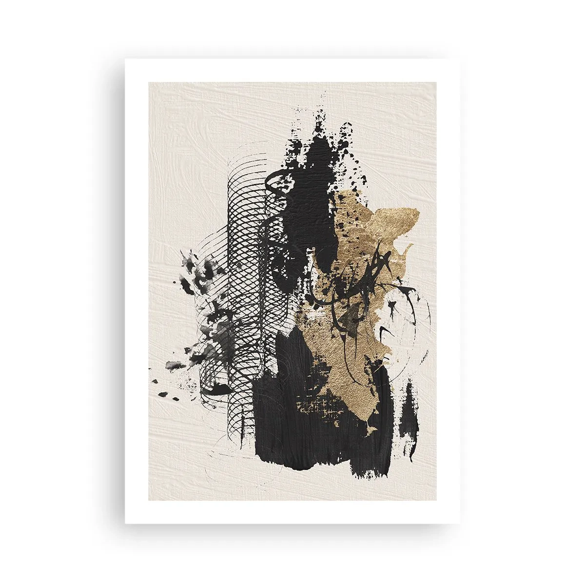 Affiche - Poster - Composition abstraite dans les tons de noir et d'or - 50x70cm - Composer avec passion - Décoration murale moderne pour le salon et la chambre ARTTOR