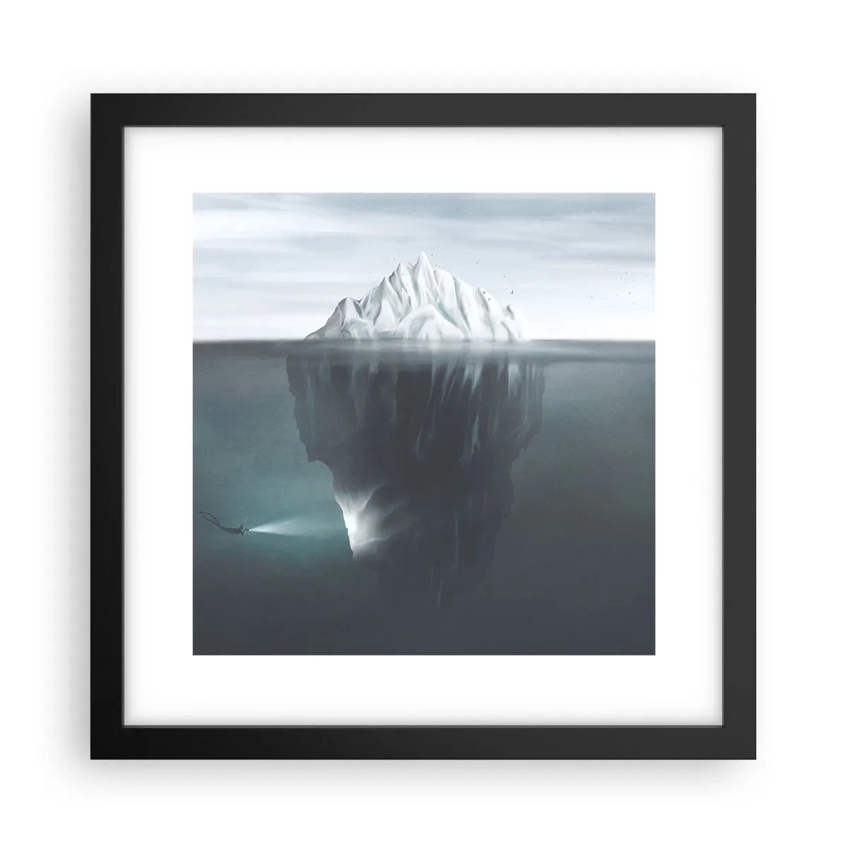 Affiche dans un cadre noir - Poster - Mystère sous-marin - 30x30 cm