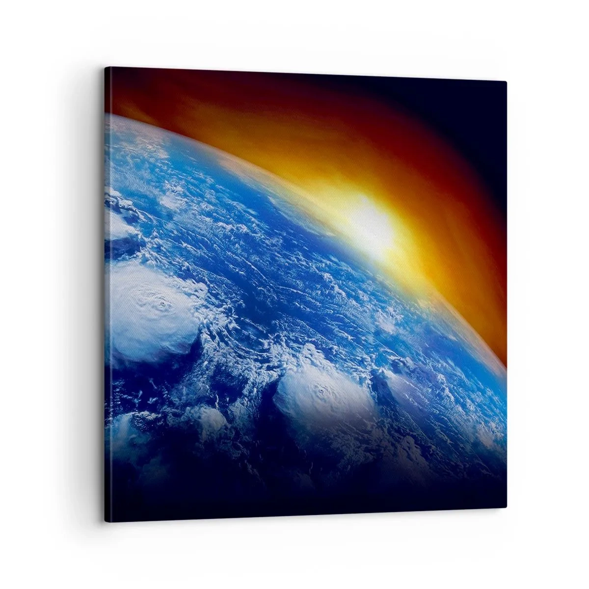 Impression sur toile - Image sur toile - Lever de soleil sur la planète bleue - 60x60 cm