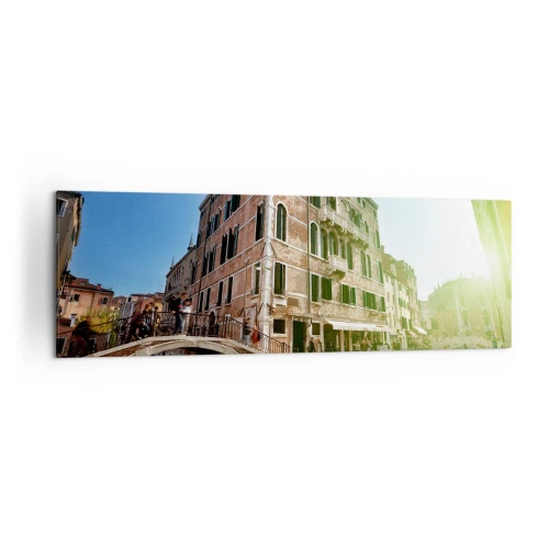 Impression sur toile - Image sur toile - Pont et canal de Venise avec une architecture historique - 160x50cm - Venise - Amore Moi - Décoration murale moderne pour le salon et la chambre ARTTOR