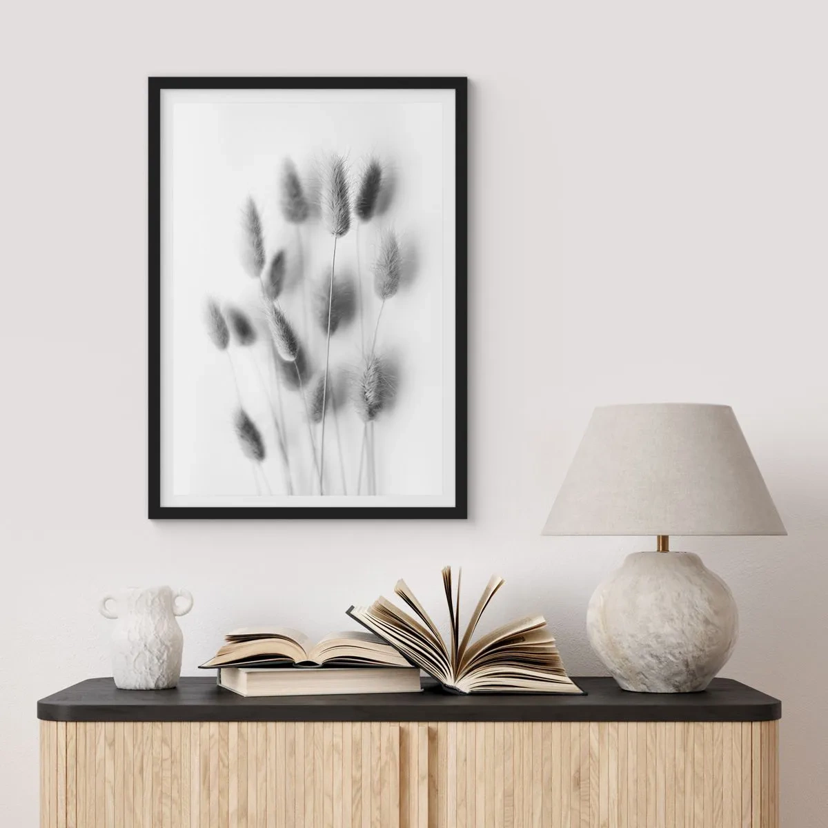 Affiche dans un cadre noir - Poster - Son herbe duveteuse - 40x50 cm