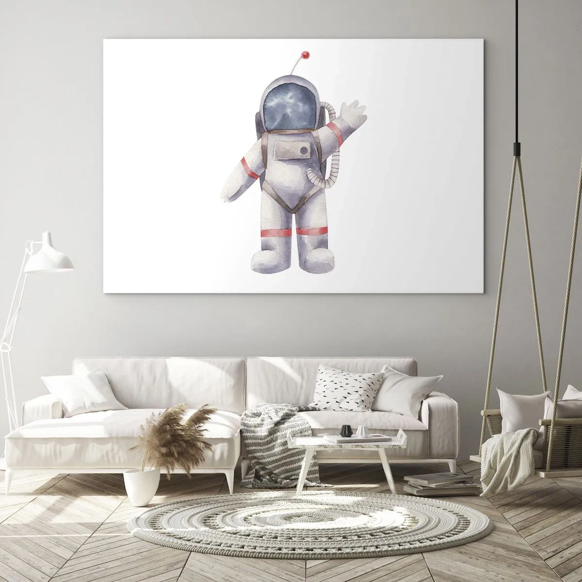 Impression sur verre - Image sur verre - Astronaute saluant dans l'espace - 120x80cm - C'est tout pour le moment! - Décoration murale moderne pour le salon et la chambre ARTTOR