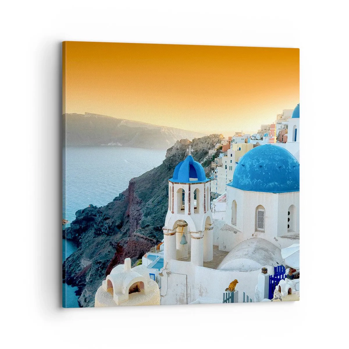 Impression sur toile - Image sur toile - Santorin - blotti contre les rochers - 70x70 cm
