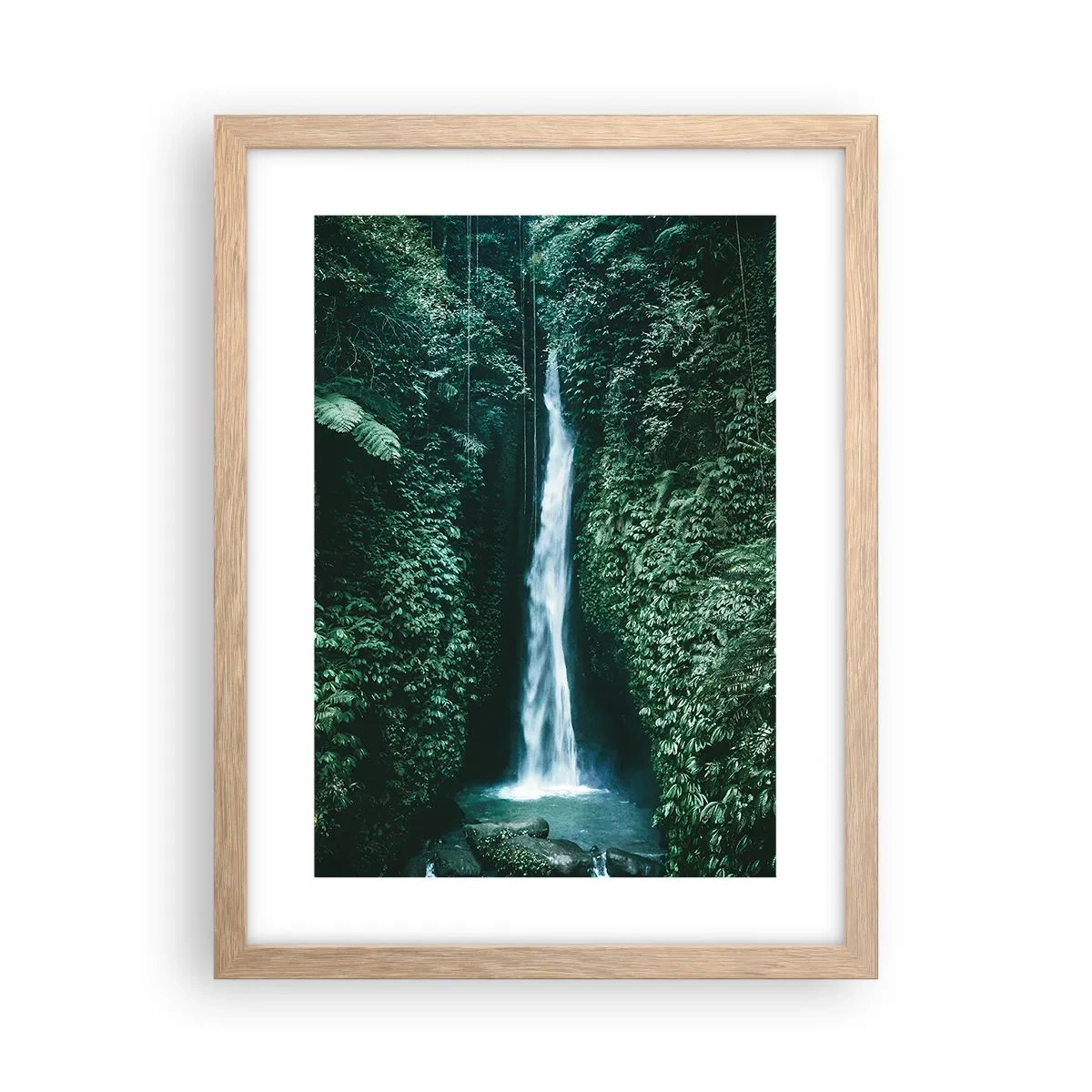 Affiche dans un chêne clair - Poster - Fontaine tropicale - 30x40 cm