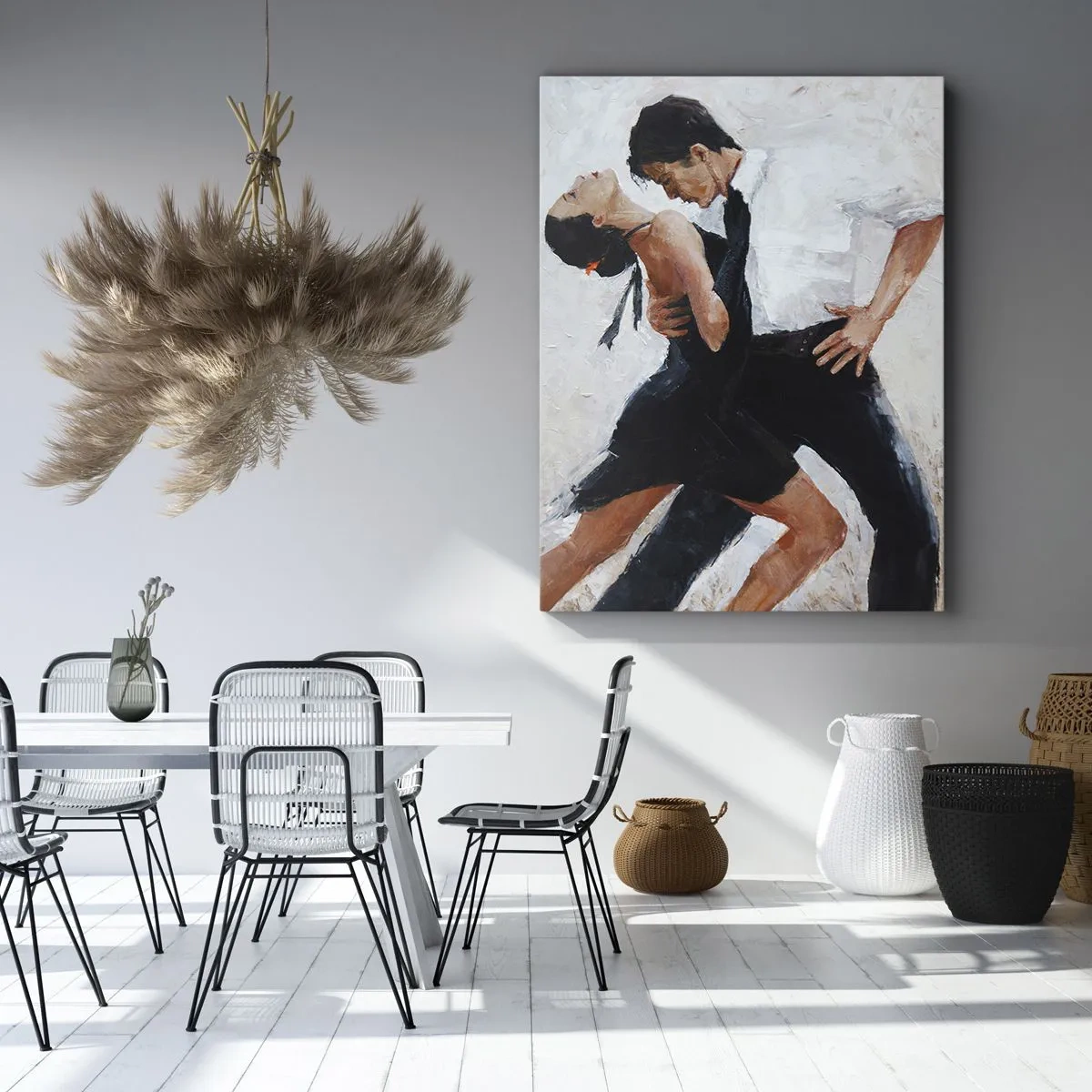 Impression sur toile - Image sur toile - Un couple dansant dans une photo élégante et sensuelle - 80x120cm - Tango de mes rêves et pensées - Décoration murale moderne pour le salon et la chambre ARTTOR