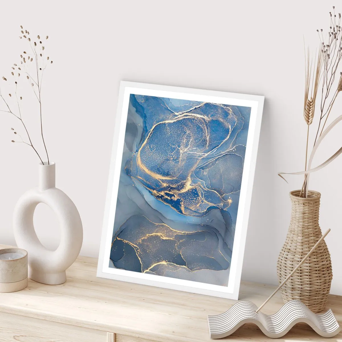 Affiche dans un cadre blanc - Poster - Poussière d'or - 70x100 cm