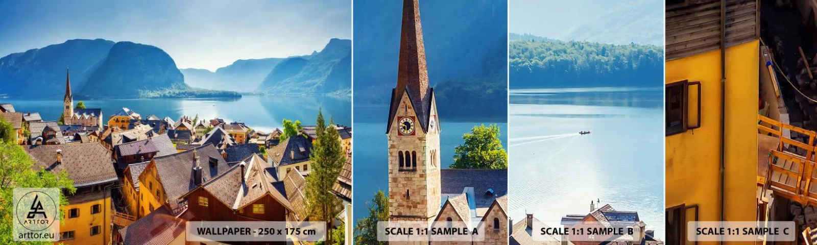 Échantillon De Papier Peint Standard Eco - ça ne pourrait pas être plus pittoresque - Paysage, Ville, L'Autriche - 100x30 cm