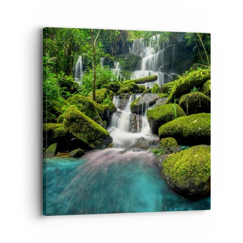 Impression sur toile - Image sur toile - Turquoise, saphirs et argent liquide - 30x30 cm