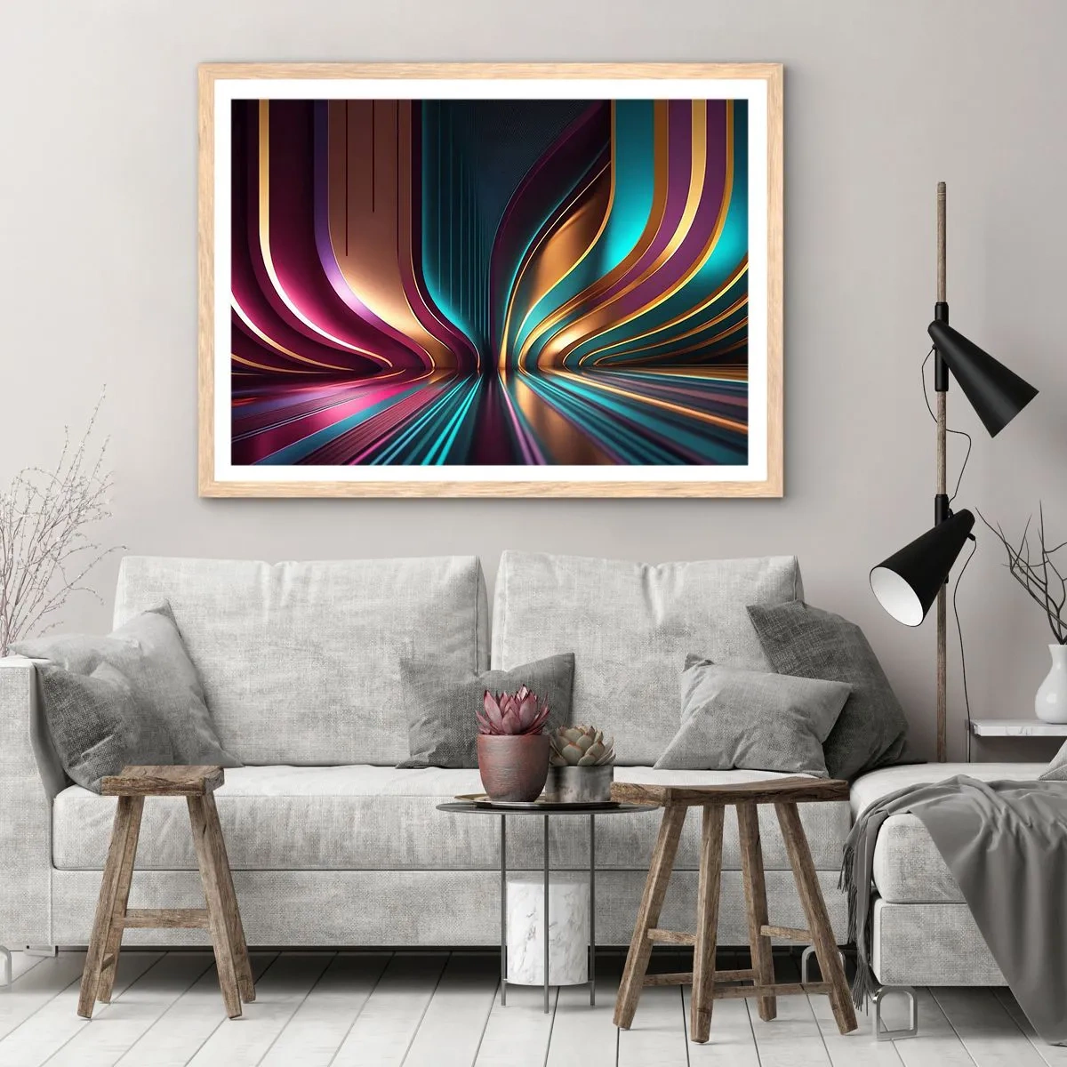 Affiche dans un chêne clair - Poster - Architektura światła - 50x40 cm