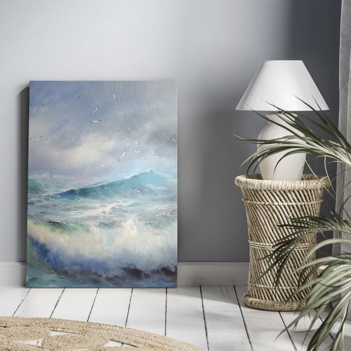 Impression sur toile - Image sur toile - De grosses vagues sur l'océan - 70x100cm - "Le tourbillon hurlait de triomphe..." - Décoration murale moderne pour le salon et la chambre ARTTOR