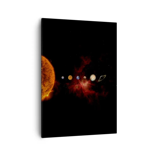 Impression sur toile - Image sur toile - Le système solaire avec des planètes sur fond d'espace - 50x70cm - Notre quartier - Décoration murale moderne pour le salon et la chambre ARTTOR