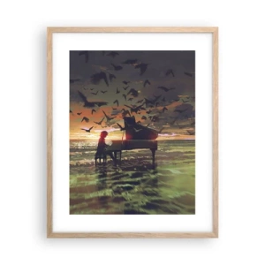 Affiche dans un chêne clair - Poster - Concert pour piano et vagues - 40x50 cm