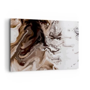 Impression sur toile - Image sur toile - Abstraction dans les tons de brun avec des lignes dynamiques - 100x70cm - Contraste de couleur - Décoration murale moderne pour le salon et la chambre ARTTOR