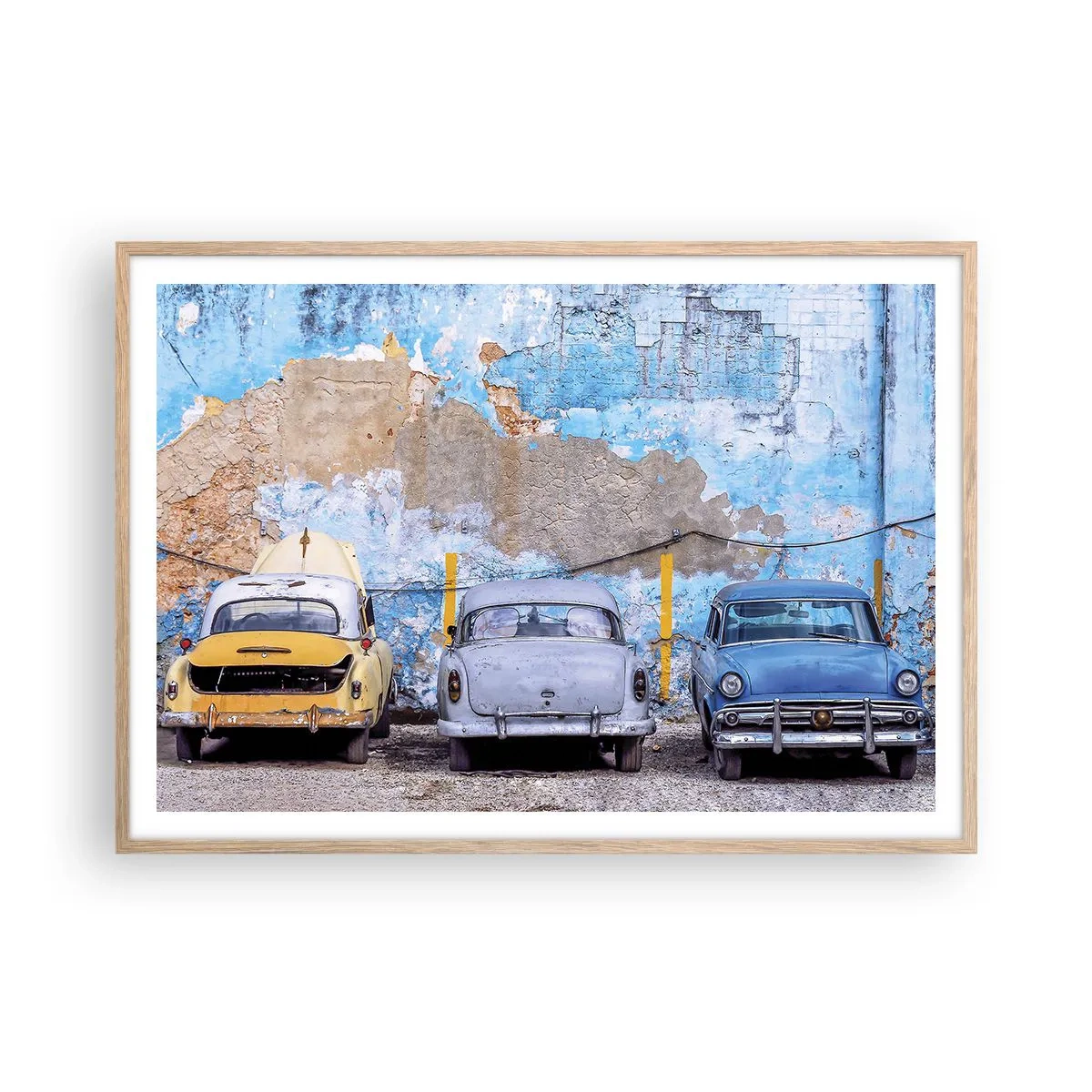 Affiche dans un chêne clair - Poster - Rencontre de vétérans - 100x70 cm