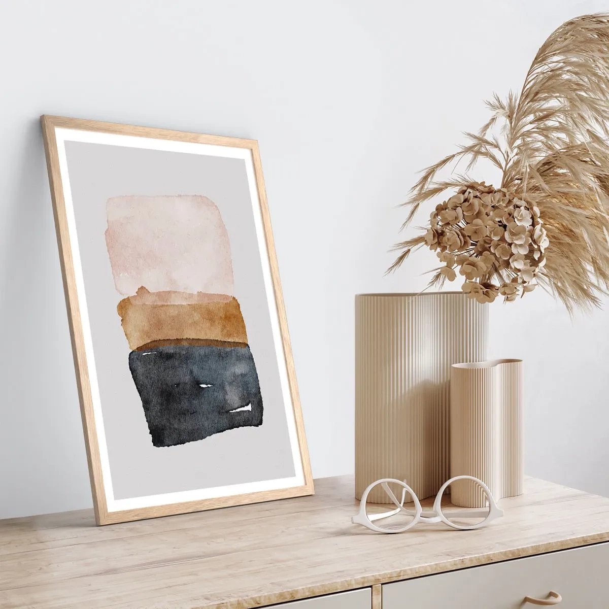 Affiche dans un chêne clair - Poster - Composition de couleurs de la terre - 50x70 cm