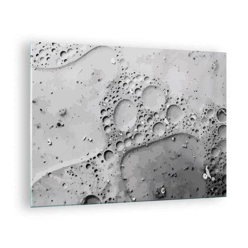 Impression sur verre - Image sur verre - Motif de bulles abstrait sur la surface dans des tons de gris - 70x50cm - Sentier de mousse - Décoration murale moderne pour le salon et la chambre ARTTOR