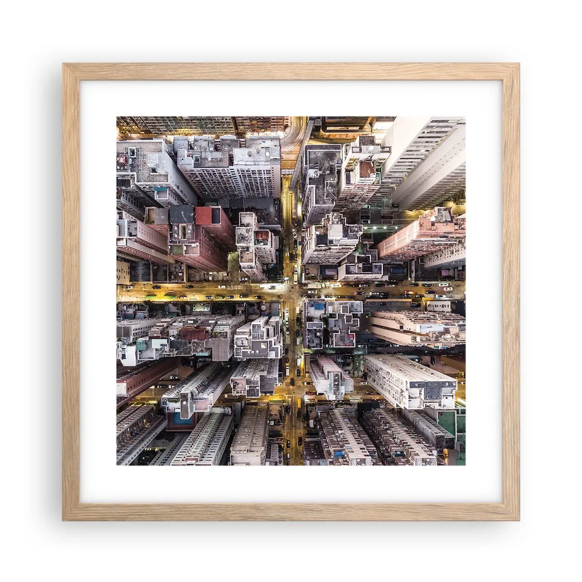 Affiche dans un chêne clair - Poster - Salutations de Hong-Kong - 40x40 cm