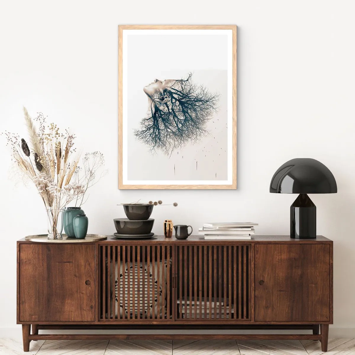 Affiche dans un chêne clair - Poster - Écouter le murmure des arbres - 70x100 cm
