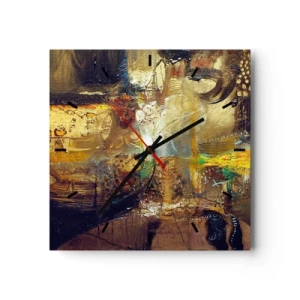 Horloge murale - Pendule murale - Nature morte abstraite aux couleurs chaudes - 30x30cm - Froid, tiède, chaud - Décoration murale moderne pour le salon et la chambre ARTTOR